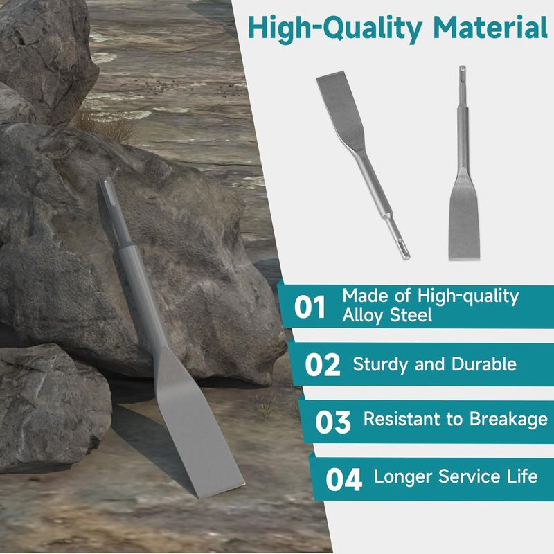YOSIGHT Tile Chisel with SDS Plus Shank - 1.57 in. x 10.6 in. Alloy Steel Blade - Straight Edge for Smaller Grout Joints, Removing Tiles - Image 2